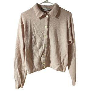 Chaus Sweater Women’s Angora & Lambswool Blend Pink Small Button Up